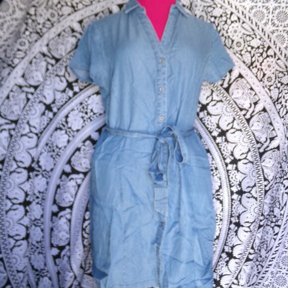Active USA SS Button Down Denim Dress Sz L - Picture 2 of 8